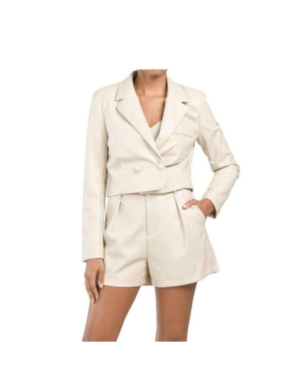 7 For All Mankind Ivory Faux Leather Blazer & Shorts Set XL NWT Vegan Leather
